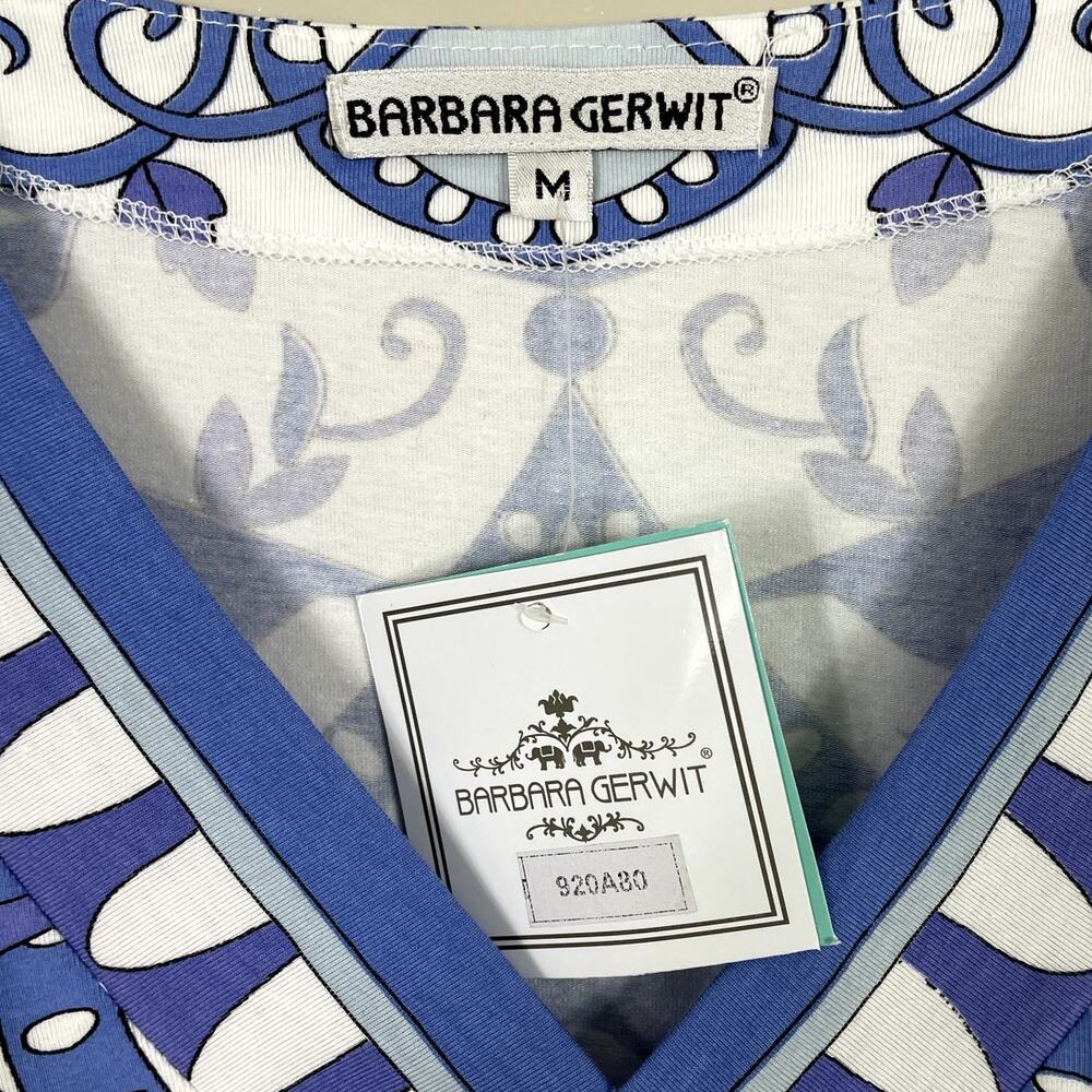 Barbara Gerwit Supra Cotton Stretch Tunic Top Size M Travel Resort Coastal NWT - Picture 6 of 7
